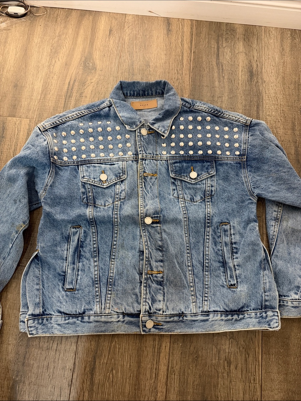 Blank NYC Light Wash Studded Denim Jacket